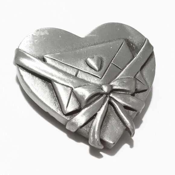 Ms. Dee Vintage Letter Heart Pewter Brooch Pin - Picture 2 of 5